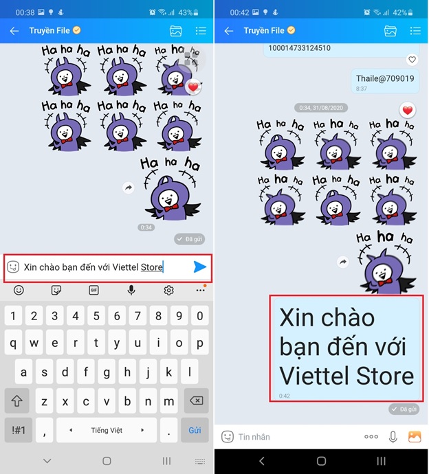 Thay đổi cỡ chữ để nổi bật tin nhắn