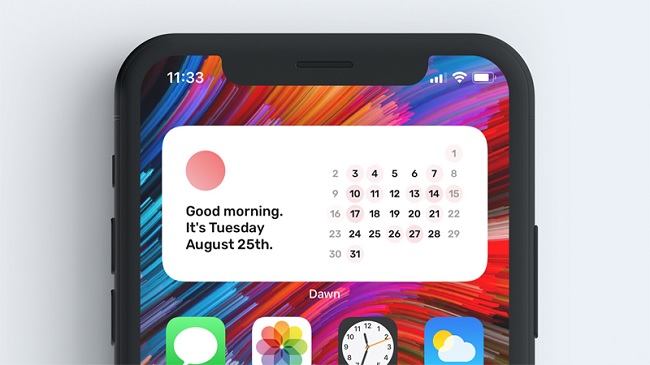 Cửa sổ widgets ở ngay trên màn hình chính