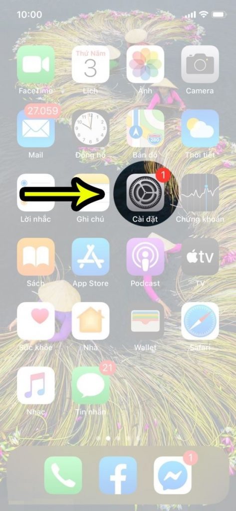 Vào Cài đặt trên iPhone