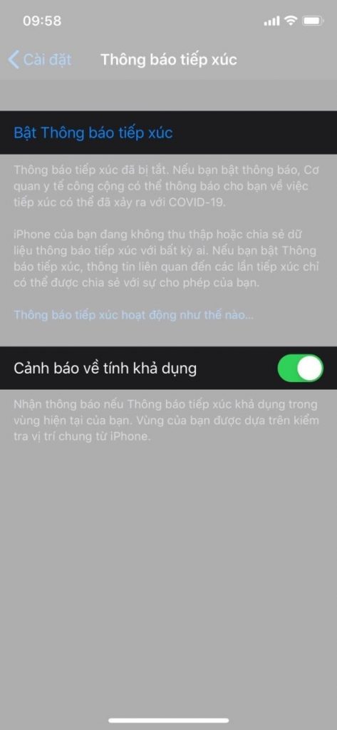 Gạt sang phải để kích hoạt tính năng như hình
