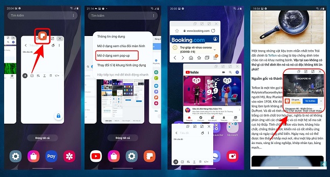 Xem nhiều ứng dụng dạng pop-up cùng một lúc trên màn hình