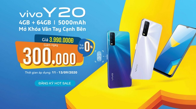 Giảm ngay 300.000 đồng khi mua Vivo Y20 tại Viettel Store