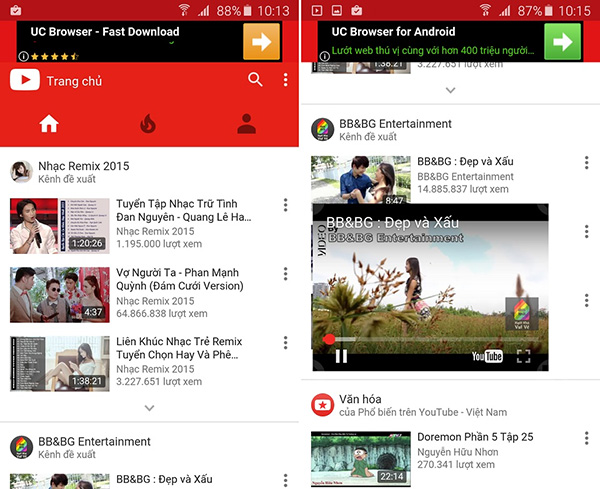 Giao diện ứng dụng Floating Tube khá giống với ứng dụng YouTube