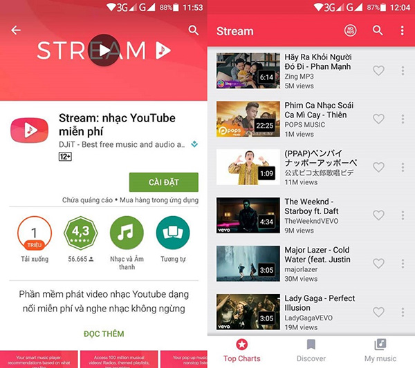 Tìm và tải ứng dụng Stream: Nhạc Youtube về điện thoại