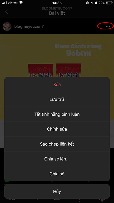 Cách xóa ảnh trên Instagram (1)
