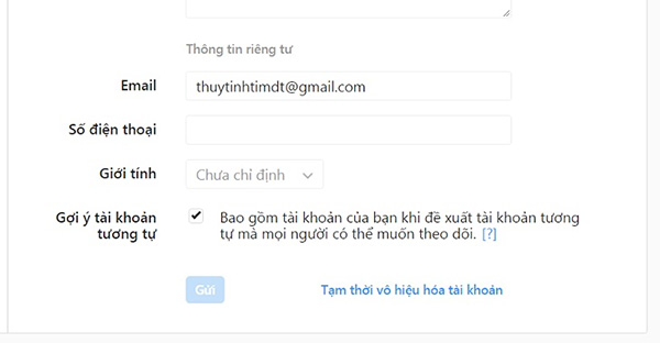 Chọn Temporarily disabled my account để tiến hành tạm thời vô hiệu hóa tài khoản