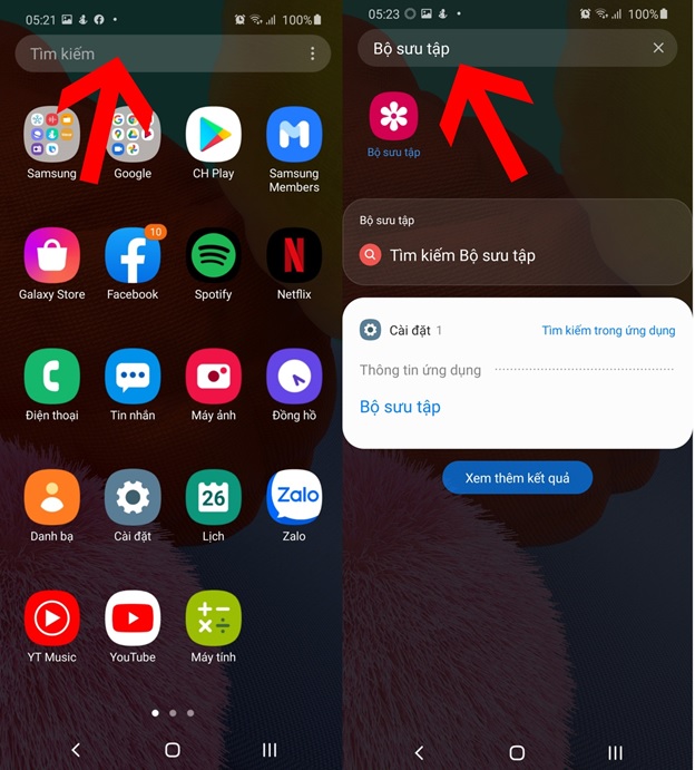 Vào mục tìm kiếm và tìm lại ứng dụng đã ẩn trước đó