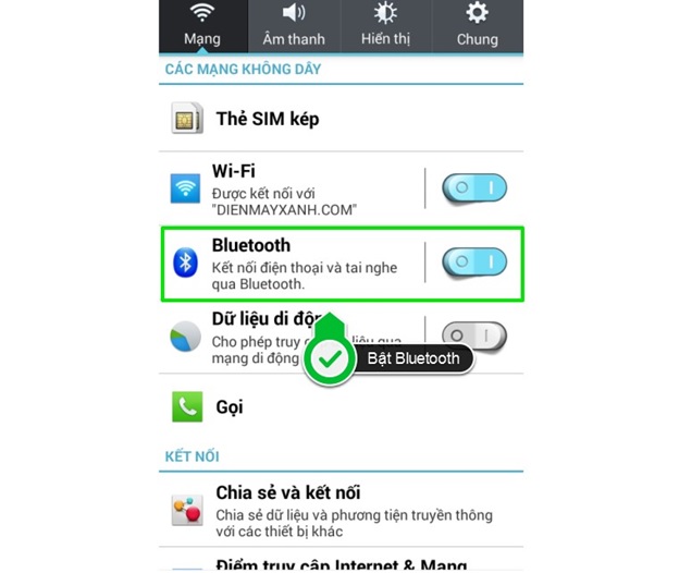 Bật Bluetooth trên điện thoại Android