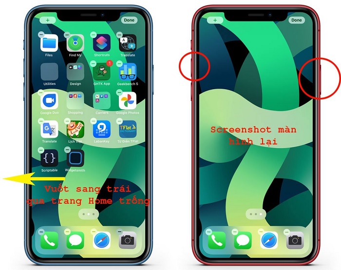 Cách tạo widget trong suốt trên iOS 14: Vuốt sang trái màn hình Home