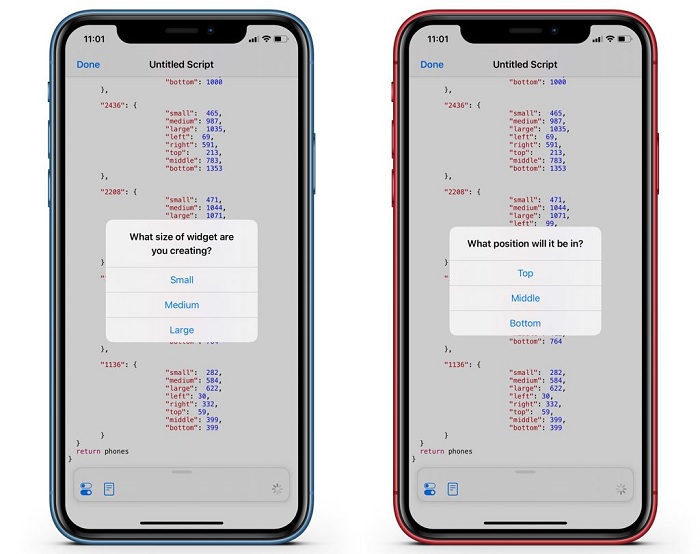 Chọn kích cỡ Widget bạn muốn tạo