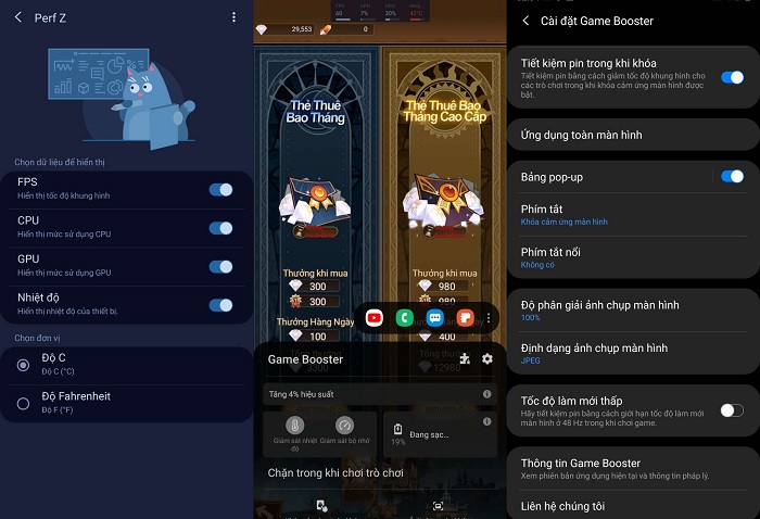 Game Booster và PerfZ 2 game Plugin được sử dụng nhiều nhất