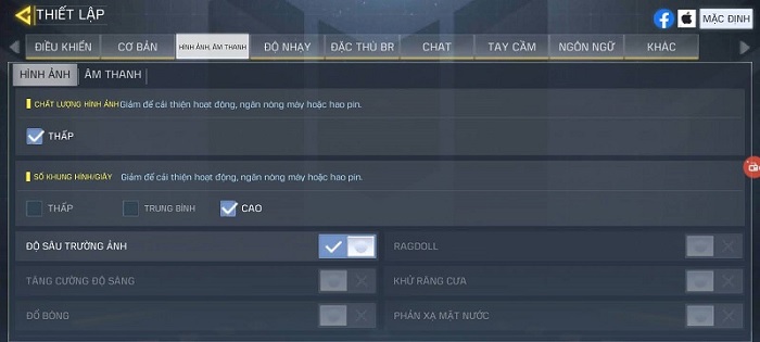 Bản thiết lập đồ họa của Call Of Duty