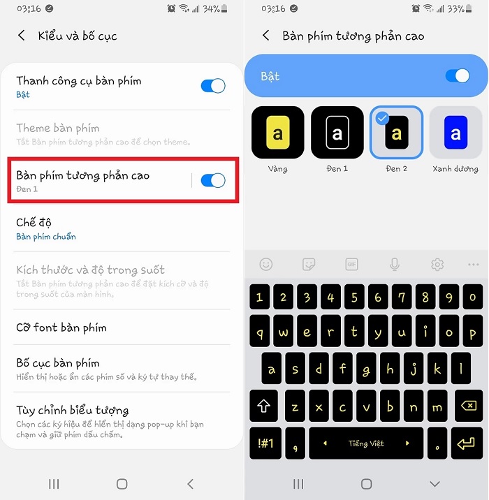 Nếu không thích màu đơn sắc bạn có thể chuyển sang loại bàn phím có độ tương phản cao