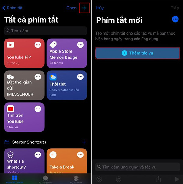 Tạo thêm 1 Shortcut mới.