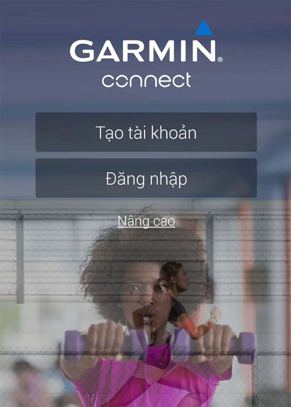 Giao diện ứng dụng Garmin Connect sau khi tải xong.