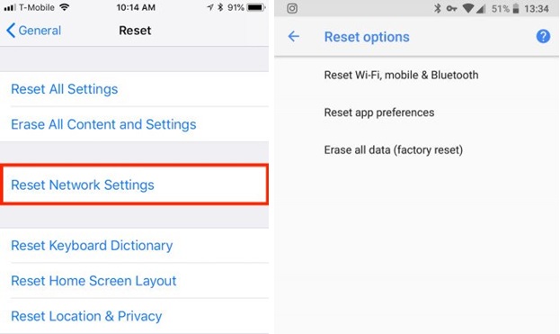 Để xử lý tình huống này, bạn có thể reset lại hệ thống cài đặt mạng trên smartphone