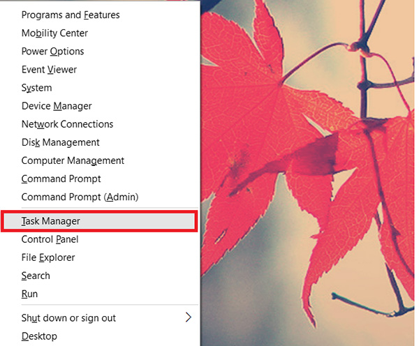 Nhấn tổ hợp phím Windows + X rồi nhấn tiếp phím T