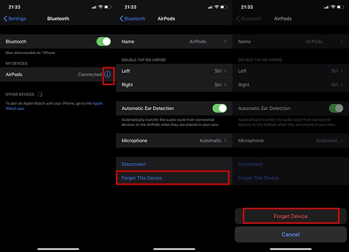 Quên thiết bị đã kết nối