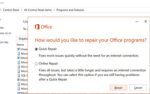 Lỗi treo ứng dụng Mail Outlook trên Windows
