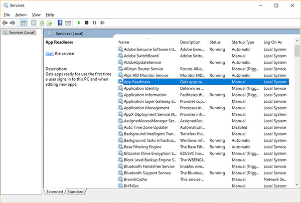 Nhấn chuột phải vào file AppReadiness rồi chọn mục Open Services