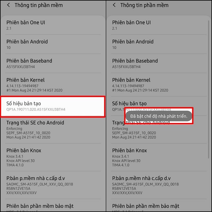 Bật chế độ nhà phát triển để tiến hành thực hiện mẹo tăng tốc smartphone Samsung