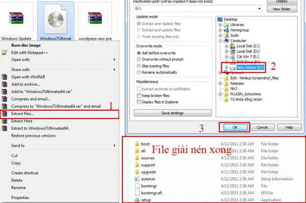 Giải nén bản Setup Win7 64bit.ISO