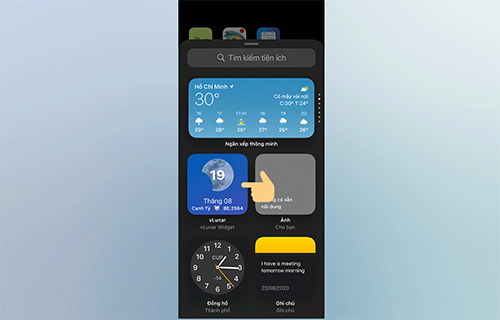 Thêm ứng dụng vLunar vào widget.