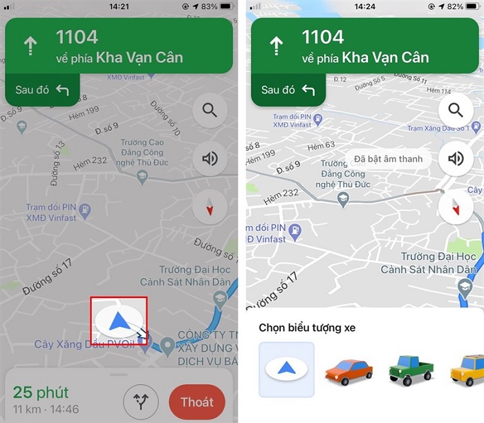 Nhấn vào mũi tên màu xanh và đổi màu