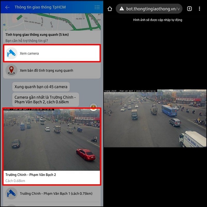 Xem tình hình giao thông qua camera