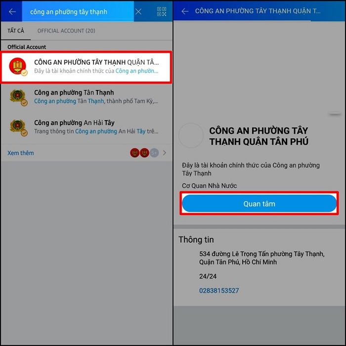 Tìm số điện thoại công an phường
