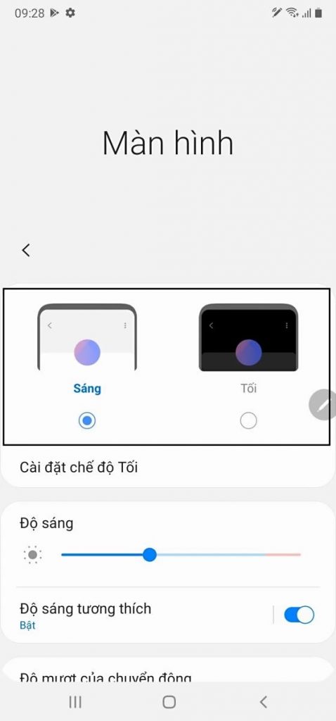 Bật chế độ tối