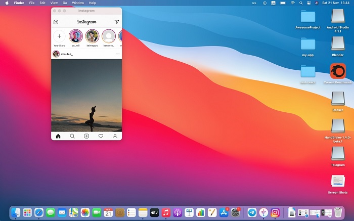 Đã cài xong phần mềm Instagram cho máy tính Macbook