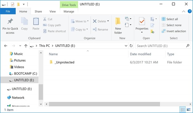 Nếu bạn tạo thư mục không đóng băng thì USB của bạn sẽ như thế này
