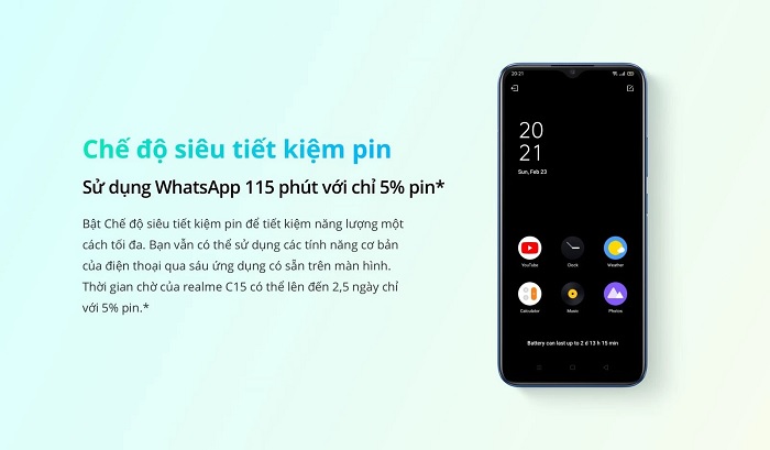 Chế độ siêu tiết kiệm pin của Realme C15