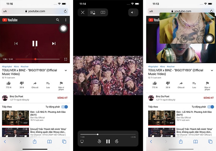 Mở video toàn màn hình góc trên bên trái rồi chọn biểu tượng ở chính giữa là xong