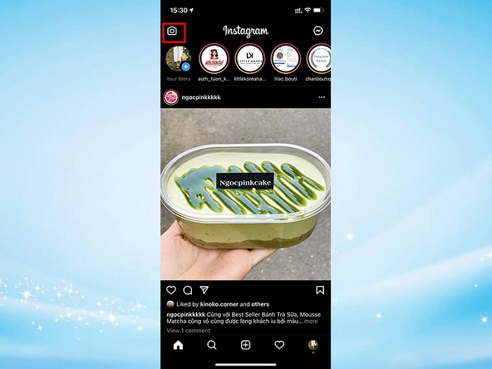 Mở biểu tượng camera trên Instagram