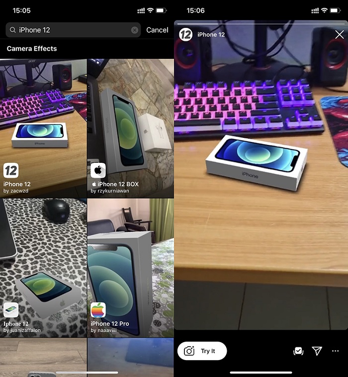 Trên thanh tìm kiếm gõ hiệu ứng iPhone 12