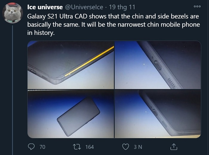 Ảnh chụp từ bài chia sẻ của leaker Ice Universe
