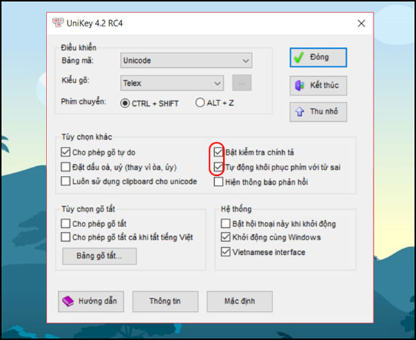 Vô hiệu hóa tính năng kiểm tra chính tả và gõ tắt trên Unikey