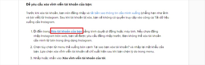 Chọn Xóa tài khoản của bạn