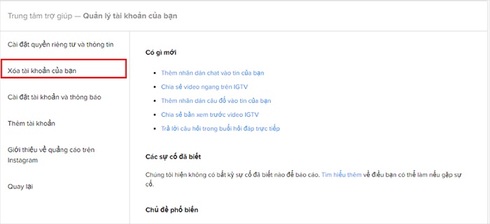 Tiếp tục nhấn vào ô Xóa tài khoản
