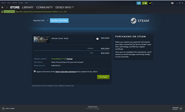 Cách mua game trên Steam bằng thẻ Visa hoặc Mastercard (6)