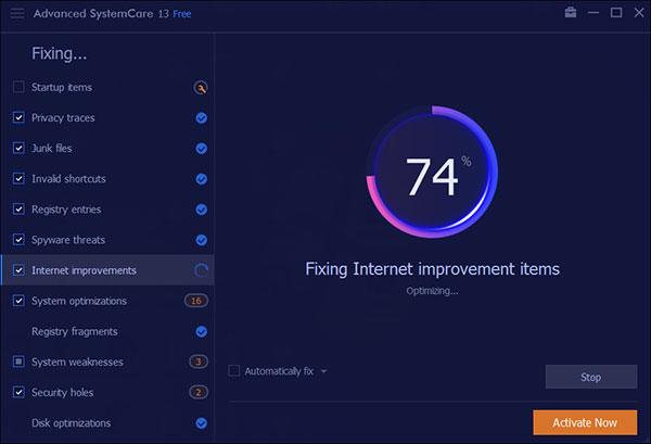 Phần mềm Advanced SystemCare Free giúp tăng hiệu suất máy tính