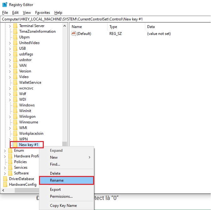 Đổi tên New Key#1