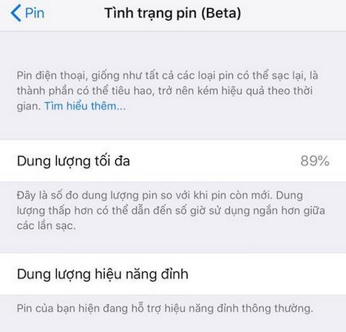 Kiểm tra tình trạng pin của máy