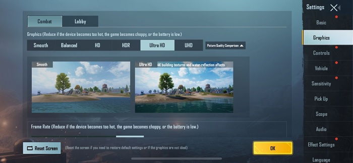 Đồ họa được cài đặt ở mức cao nhất