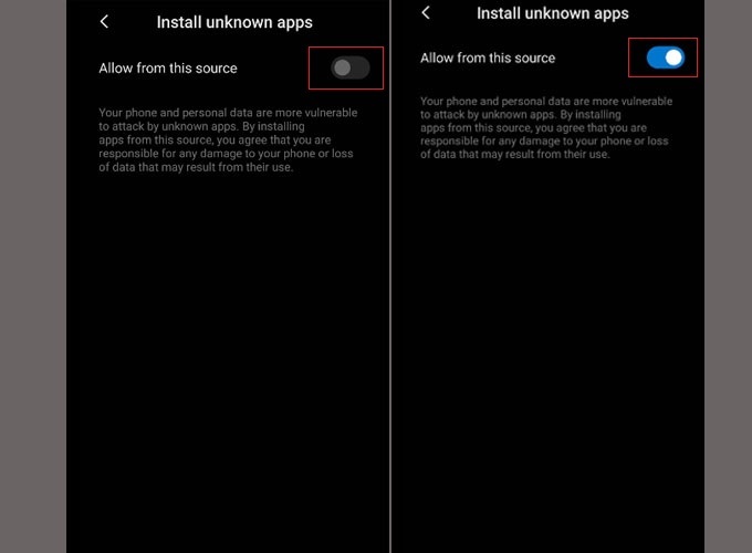 Bật nguồn không xác định để cài được ứng dụng