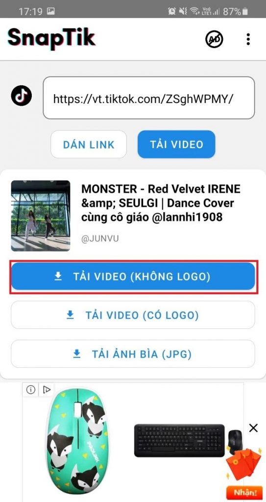 Tải video không có logo