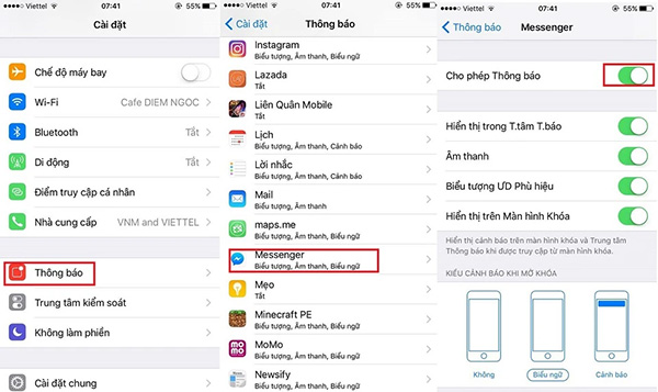 Cách tắt thông báo Messenger trên iPhone