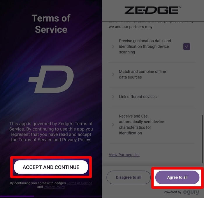Đồng ý với điều khoản của ứng dụng